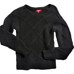 GUESS Diamond Pattern Crew Neck Cotton Blend Sweater XS